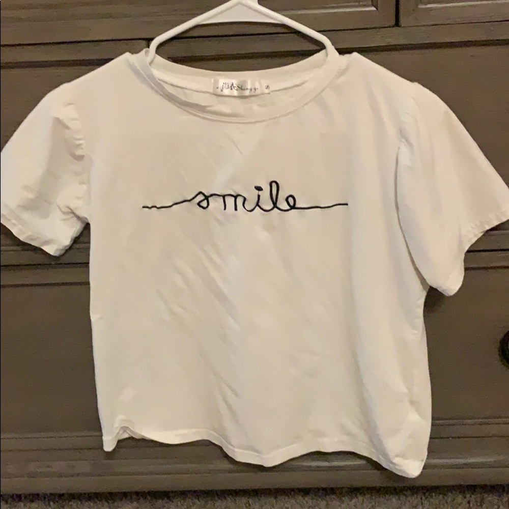 White embroidered crop top